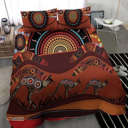 Bomerang and Kangaroo Aboriginal Art Bedding Set