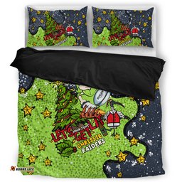 Canberra Raiders Christmas Custom Bedding Set - Let's Get Lit Chrisse Pressie Bedding Set