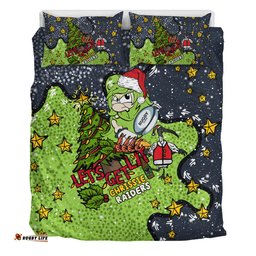 Canberra Raiders Christmas Custom Bedding Set - Let's Get Lit Chrisse Pressie Bedding Set