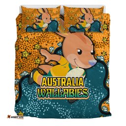 Australia Wallabies Custom Bedding Set - Team With Dot And Star Patterns For Tough Fan Bedding Set