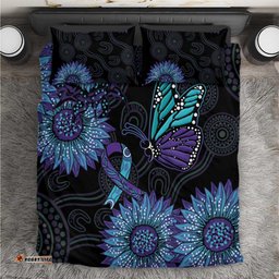 Australia Indigenous Bedding Set Teal & Purple Sunflower Aboriginal Arts