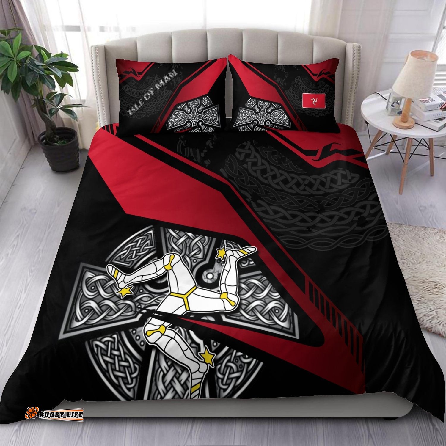 Isle Of Man Celtic Bedding Set Celtic Cross and Manx Triskelion