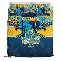 Gold Coast Titans Bedding Set Talent Win Games But Teamwork And Intelligence Win Championships With Aboriginal Style