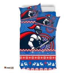 Newcastle Knights Bedding Set - Australia Ugly Xmas With Aboriginal Patterns For Die Hard Fans