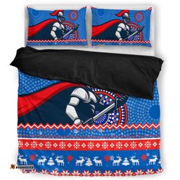 Newcastle Knights Bedding Set - Australia Ugly Xmas With Aboriginal Patterns For Die Hard Fans