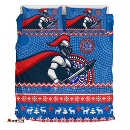 Newcastle Knights Bedding Set - Australia Ugly Xmas With Aboriginal Patterns For Die Hard Fans