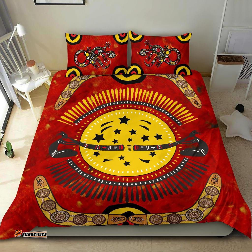 Aboriginal Bedding Set Aboriginal, Boomerang And Lizard Pattern