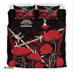 Custom ANZAC Day Camouflage Poppy and Barbed Wire Bedding Set