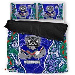 New Zealand Warriors Grand Final Custom Bedding Set - Custom New Zealand Warriors With Contemporary Style Of Aboriginal Painting  Bedding Set