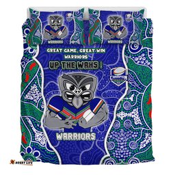 New Zealand Warriors Grand Final Custom Bedding Set - Custom New Zealand Warriors With Contemporary Style Of Aboriginal Painting  Bedding Set