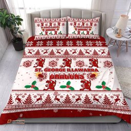 St. George Illawarra Dragons Christmas Bedding Set - St. George Illawarra Dragons Special Ugly Christmas Bedding Set