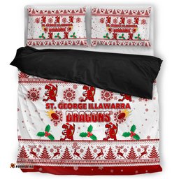 St. George Illawarra Dragons Christmas Bedding Set - St. George Illawarra Dragons Special Ugly Christmas Bedding Set