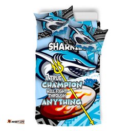 Cronulla-Sutherland Sharks Bedding Set - A True Champion Will Fight Through Anything With Polynesian Patterns