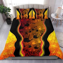 Bedding Sets, Aboriginal Rock Painting Hand Art Golden Style