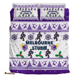 Melbourne Storm Christmas Bedding Set - Melbourne Storm Special Ugly Christmas Bedding Set