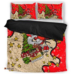 Redcliffe Dolphins Christmas Custom Bedding Set - Let's Get Lit Chrisse Pressie Bedding Set