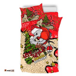 Redcliffe Dolphins Christmas Custom Bedding Set - Let's Get Lit Chrisse Pressie Bedding Set