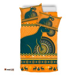 Wallabies Bedding Set - Australia Ugly Xmas With Aboriginal Patterns For Die Hard Fans