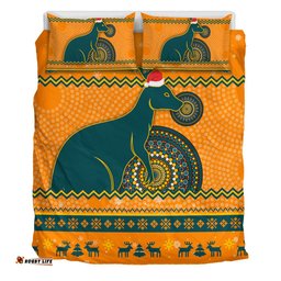 Wallabies Bedding Set - Australia Ugly Xmas With Aboriginal Patterns For Die Hard Fans