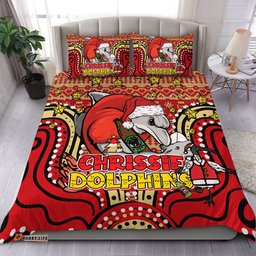 Redcliffe Dolphins Christmas Custom Bedding Set - Christmas Knit Patterns Vintage Jersey Ugly Bedding Set