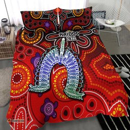 Australia NAIDOC Week Bedding Set Australian Aboriginal Dhari Kangaroo Artsy Style