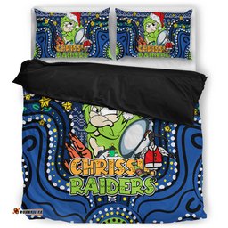 Canberra Raiders Christmas Custom Bedding Set - Christmas Knit Patterns Vintage Jersey Ugly Bedding Set