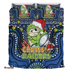 Canberra Raiders Christmas Custom Bedding Set - Christmas Knit Patterns Vintage Jersey Ugly Bedding Set
