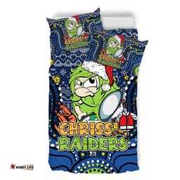 Canberra Raiders Christmas Custom Bedding Set - Christmas Knit Patterns Vintage Jersey Ugly Bedding Set
