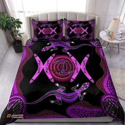 Purple Aboriginal Bedding Set Lizards Boomerang All Over Printed Bedding Set