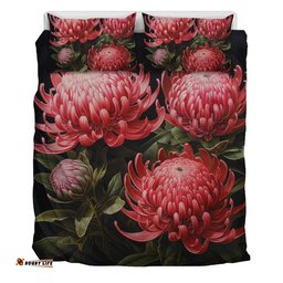 Australia Waratah Bedding Set - Red Waratah Flowers Fine Art Ver1 Bedding Set