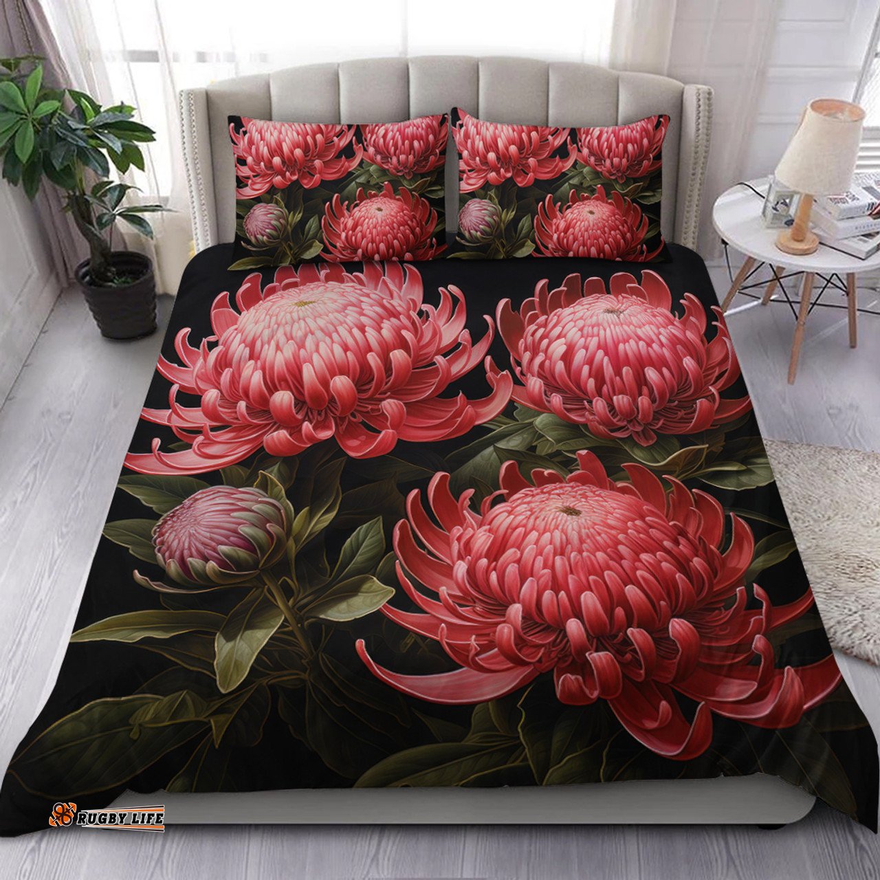 Australia Waratah Bedding Set - Red Waratah Flowers Fine Art Ver1 Bedding Set