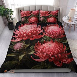 Australia Waratah Bedding Set - Red Waratah Flowers Fine Art Ver1 Bedding Set