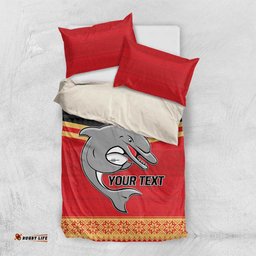 NRL Dolphins Mascot Christmas Personalised Bedding Set Black Style