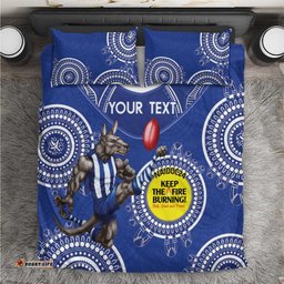 Custom AFL Kangaroos NAIDOC Week Bedding Set Keep The Fire Burning Indigenous Art