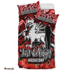St. George Dragons Bedding Set ANZAC Day Poppy Flowers With Aboriginal