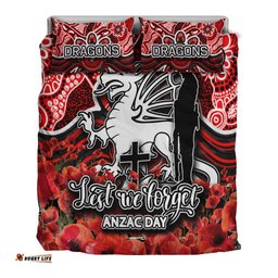 St. George Dragons Bedding Set ANZAC Day Poppy Flowers With Aboriginal