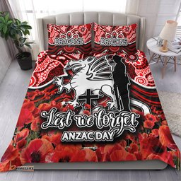 St. George Dragons Bedding Set ANZAC Day Poppy Flowers With Aboriginal