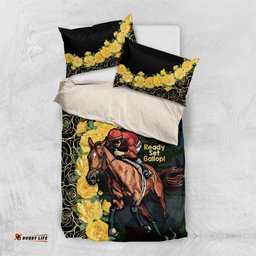 Melbourne Horse Racing Bedding Set Yellow Roses - Ready Set Gallop!