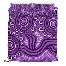 Australia Aboriginal Bedding Set - Dot Patterns From Indigenous Australian Culture (Purple) Bedding Set