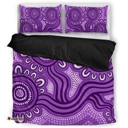 Australia Aboriginal Bedding Set - Dot Patterns From Indigenous Australian Culture (Purple) Bedding Set