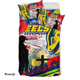 Parramatta Eels Anzac Day Lest We Forget Custom Bedding Set - Remembrance Parramatta Eels With Anzac Poppy Watercolour Style