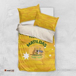 Custom Australia Matildas Bedding Set National Color Indigenous Art
