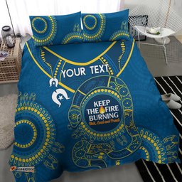 Custom NRL Eels NAIDOC Week Bedding Set Keep The Fire Burning Indigenous Art