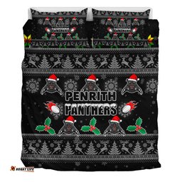 Penrith Panthers Christmas Bedding Set - Penrith Panthers Special Ugly Christmas Bedding Set