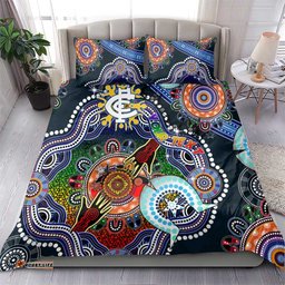 Custom NAIDOC Week 2024 Carlton Blues Bedding Set Australia Aboriginal Dot Painting DT02