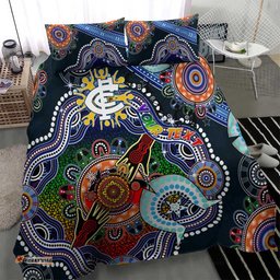 Custom NAIDOC Week 2024 Carlton Blues Bedding Set Australia Aboriginal Dot Painting DT02