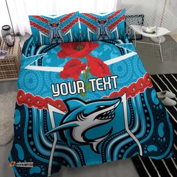 Custom Sharks Rugby ANZAC Bedding Set Gallipoli Soldier With Aboriginal Art