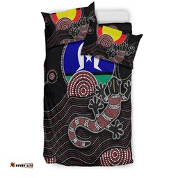 Australia Torres Strait Islands Inspired Bedding Set - Gecko with Torres Strait Islanders Flag