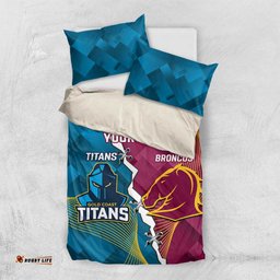 Custom Broncos And Titans Rugby 2024 Bedding Set Dynamic Style