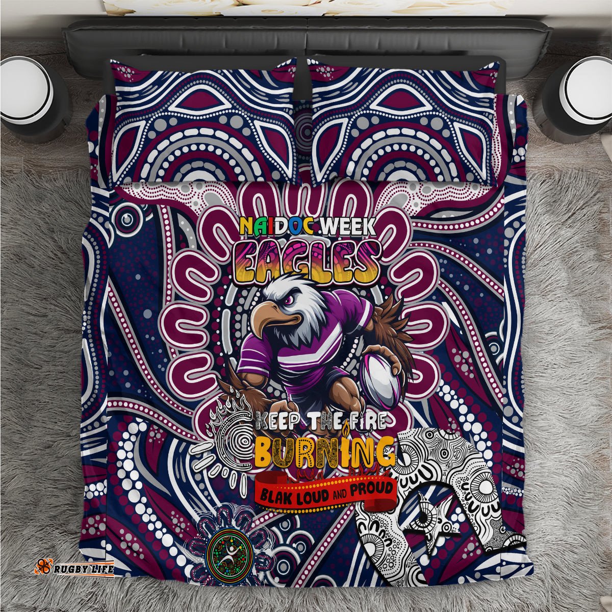 NAIDOC Week 2024 Eagles Bedding Set Mascot Rugby DT02
